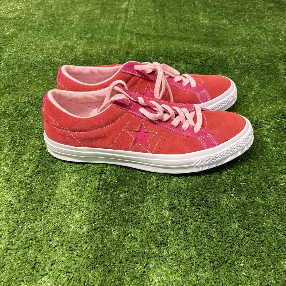 Converse One Star Ox Enamel Red Pink Suede mens sneakers Shoes Size 11 Preowned - Picture 1 of 8